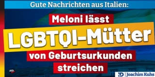 Gute Nachrichten aus Italien; Meloni lässt LGBTQI-Mütter von Geburtsurkunden streichen